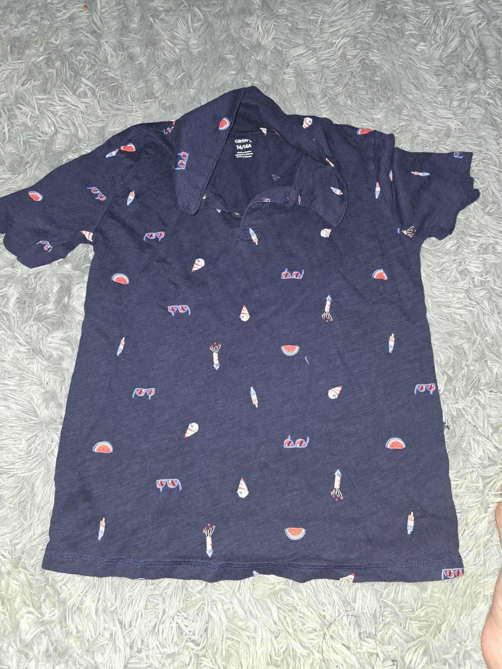 Carters Navy Polo with Summer Motif